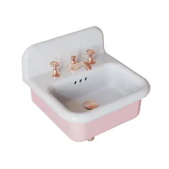 Viadurini Bathroom Vintage Waschbecken|Farbige Waschbecken-Hängendes Badezimmerwaschbecken aus weißer und bonbonrosa Keramik – Manila