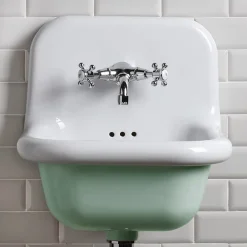 Viadurini Bathroom Vintage Waschbecken|Farbige Waschbecken-Hängendes Badezimmer-Waschbecken aus weißer und farbiger Keramik 42 cm - Meridiano