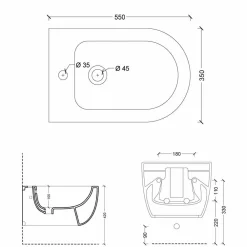 Viadurini Bathroom Bidet-Hängendes Bidet aus Keramik, modernes Design Star 55x35 made in Italy