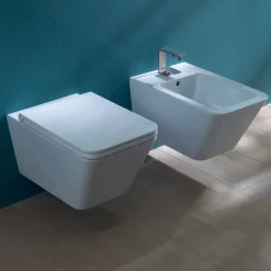 Viadurini Bathroom Bidet-Hängendes Bidet aus Keramik, Design Sun Square 55x35cm, made in Italy