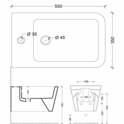 Viadurini Bathroom Bidet-Hängendes Bidet aus Keramik, Design Sun Square 55x35cm, made in Italy