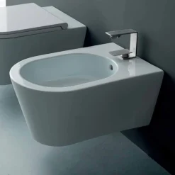 Viadurini Bathroom Bidet-Hängendes Bidet aus Keramik, Design Sun Round 57x37cm, made in Italy