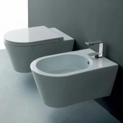 Viadurini Bathroom Bidet-Hängendes Bidet aus Keramik, Design Sun Round 57x37cm, made in Italy