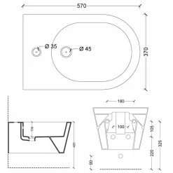 Viadurini Bathroom Bidet-Hängendes Bidet aus Keramik, Design Sun Round 57x37cm, made in Italy