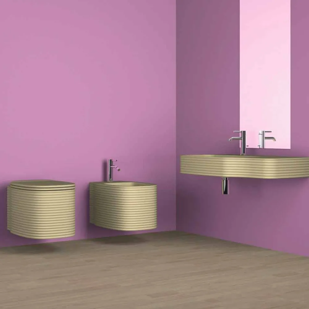 Viadurini Bathroom Bidet-Hängendes Bidet des modernen Designs in den Tonwaren hergestellt in Italien, Amleto