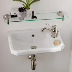 Viadurini Bathroom Keramikwaschbecken-Hängendes Handwaschbecken aus Keramik im klassischen Design, hergestellt in Italien - Nausica