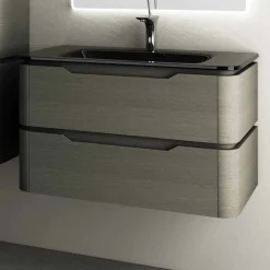 Viadurini Bathroom Badmöbel Hängend-Hängendes Waschbecken in modernem Design Arya aus lackiertem Holz