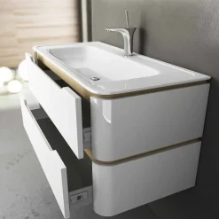 Viadurini Bathroom Badmöbel Hängend-Hängendes Waschbecken in modernem Design Arya aus lackiertem Holz