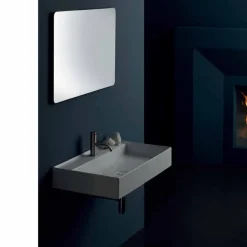 Viadurini Bathroom Farbige Waschbecken-Hängewaschbecken aus Keramik in modernem Design Sun 80x45 cm, hergestellt in Italien