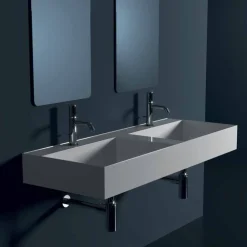 Viadurini Bathroom Farbige Waschbecken-Hängewaschbecken aus Keramik in modernem Design Sun 120x45 cm, hergestellt in Italien