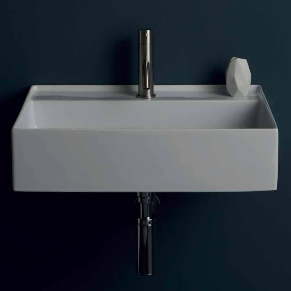 Viadurini Bathroom Farbige Waschbecken-Hängewaschbecken aus Keramik in modernem Design Sun 60x45 cm, hergestellt in Italien