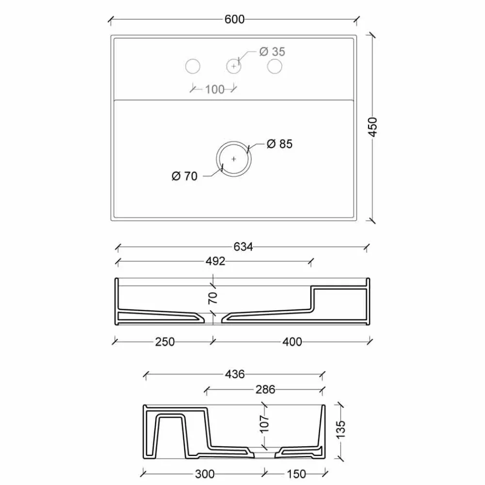 Viadurini Bathroom Farbige Waschbecken-Hängewaschbecken aus Keramik in modernem Design Sun 60x45 cm, hergestellt in Italien