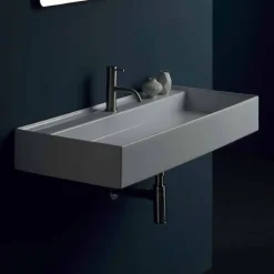 Viadurini Bathroom Farbige Waschbecken-Hängewaschbecken aus Keramik in modernem Design Sun 100x45 cm, hergestellt in Italien