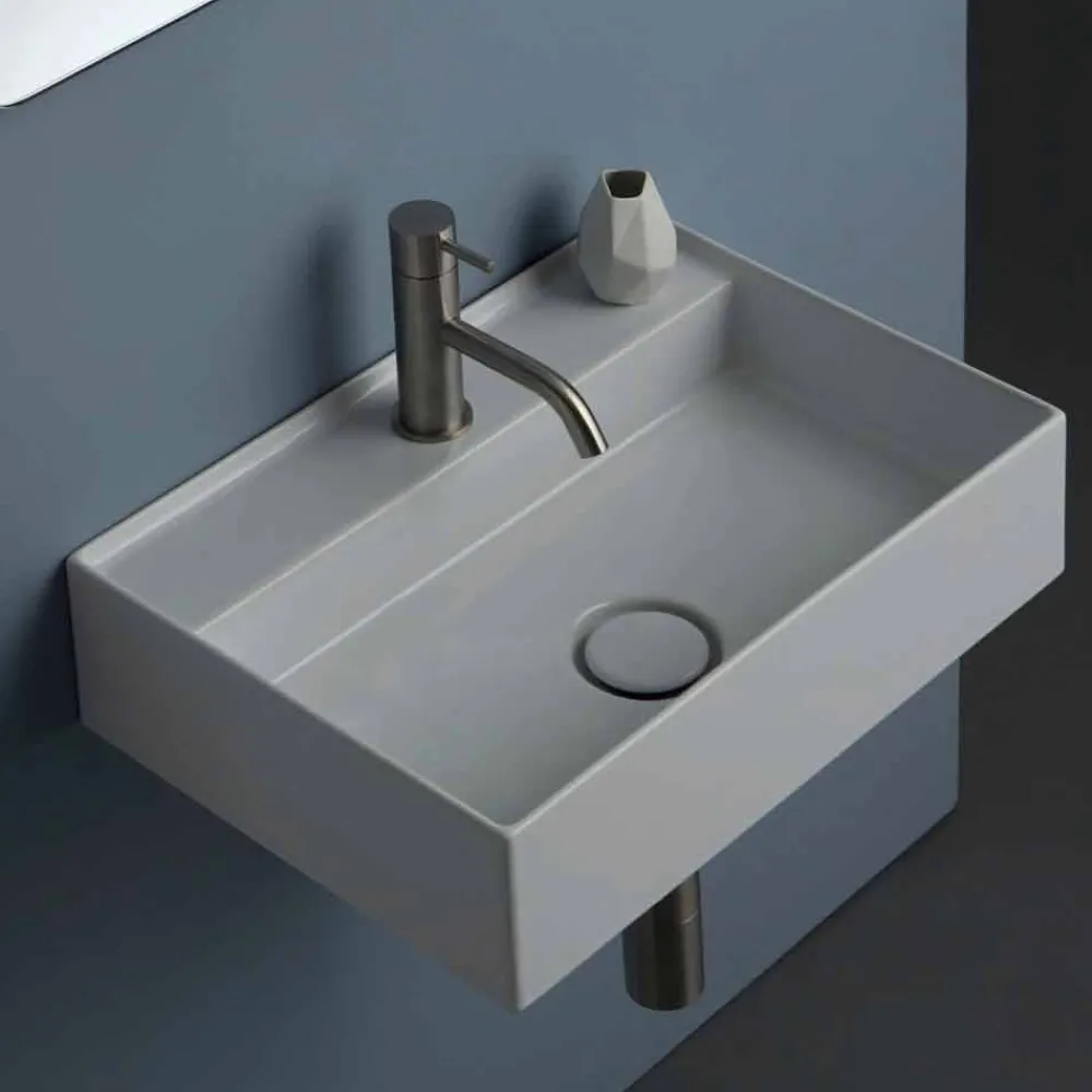 Viadurini Bathroom Farbige Waschbecken-Hängewaschbecken Sun aus Keramik 50x35 cm, in verschiedenen Farben verfügbar