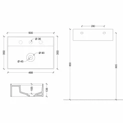 Viadurini Bathroom Farbige Waschbecken-Hängewaschbecken Sun aus Keramik 50x35 cm, in verschiedenen Farben verfügbar