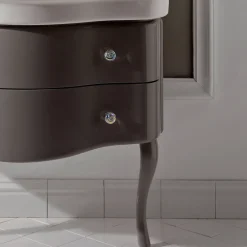 Viadurini Bathroom Badmöbel Stehend-Hochglanzlackierter Schrank mit zwei Schubladen und Waschbecken, hergestellt in Italien – Candy