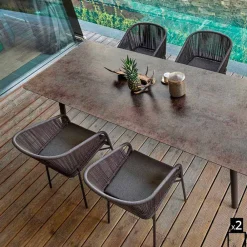 Varaschin Metallsessel|Moderne Sessel-Hochwertiger Outdoor Sessel handgeflechtet 2 Teile