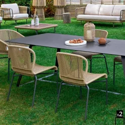 Varaschin Gartenstühle Rattan-Hochwertiger Outdoor Stühle handgeflechtet 2 Teile