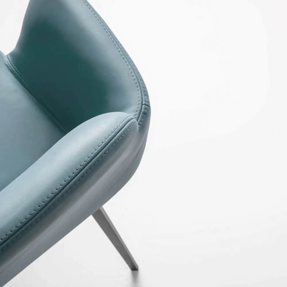 Viadurini Living Moderne Sessel-Hochwertiger Sessel aus Leder und lackiertem Metall Made in Italy - Molde