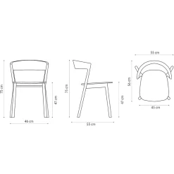 Viadurini Living Moderne Stühle-Hochwertiger Stuhl aus Eschenholz Made in Italy, 2 Stück - Oslo