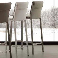 Viadurini Küchenhocker-Hocker aus Kunstleder mit Gestell aus Metall und satiniertem Stahl Prato