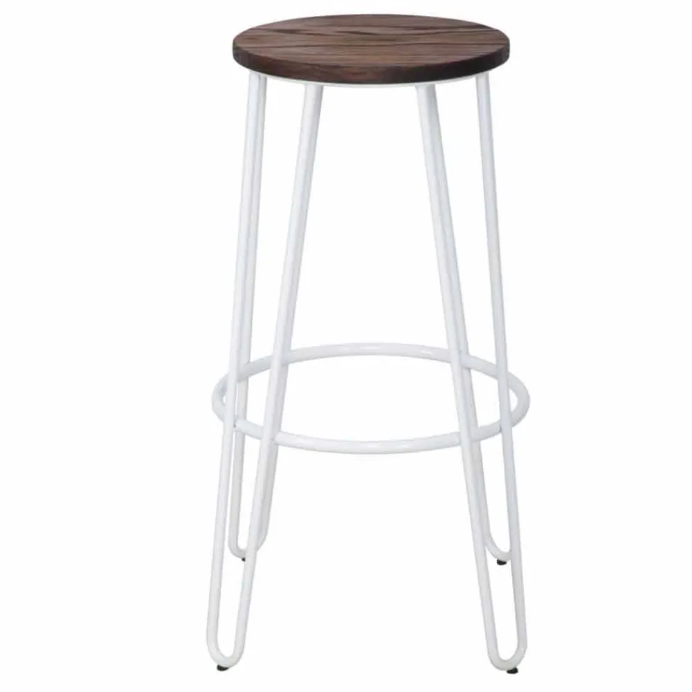 Viadurini Living Küchenhocker-Hocker im Industriestil mit modernem Design aus Holz und Eisen, 2-teilig - Belia