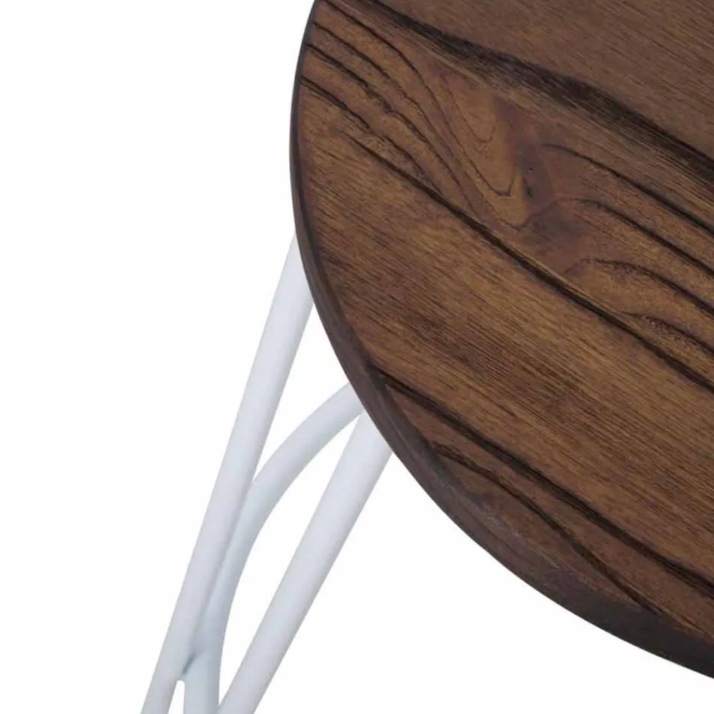 Viadurini Living Küchenhocker-Hocker im Industriestil mit modernem Design aus Holz und Eisen, 2-teilig - Belia