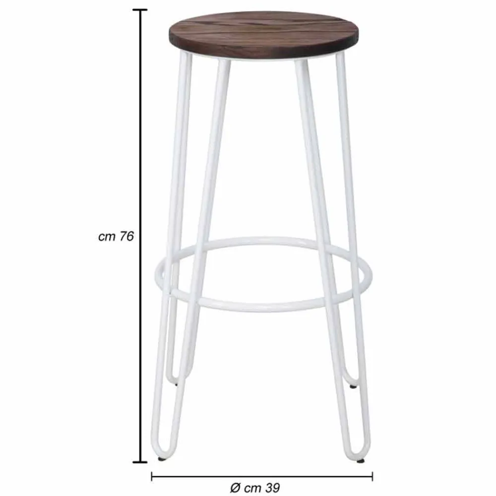 Viadurini Living Küchenhocker-Hocker im Industriestil mit modernem Design aus Holz und Eisen, 2-teilig - Belia