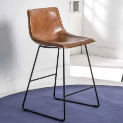 Viadurini Living Barhocker-Hocker mit Schlittenstruktur, Sitzfläche aus Kunstleder - Ovidio