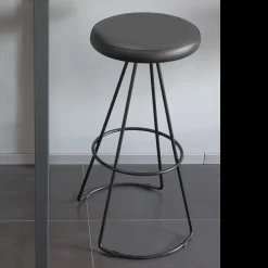 Viadurini Living Küchenhocker-Hocker mit schwarzer Metallstruktur und schwarzem Kunstledersitz - Miscia