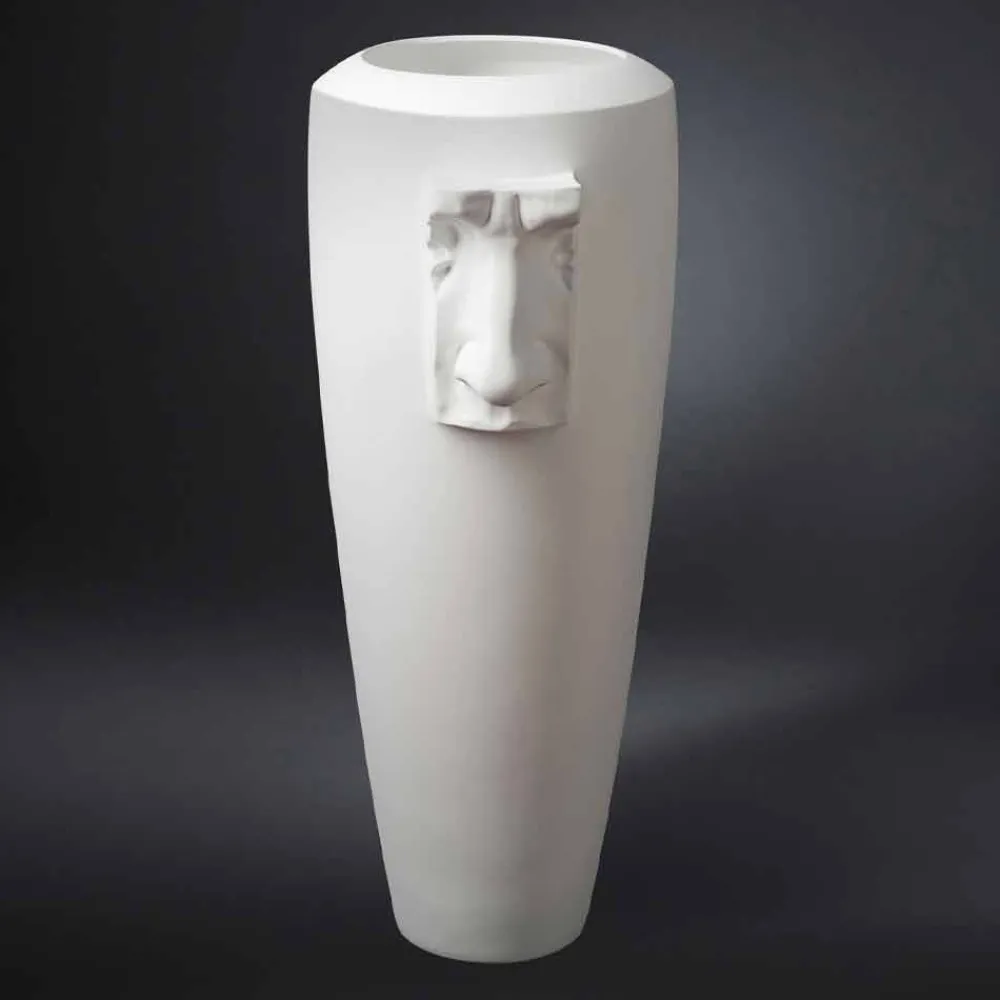 Viadurini Living Deko Vasen-Hohe Indoor-Vase aus weißer Keramik, handgefertigt in Italien - Capuano