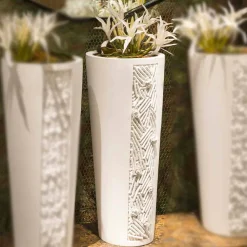 Viadurini Living Deko Vasen-Hohe Indoor-Vase aus weißer Keramik mit Dekoration Made in Italy - Calisto