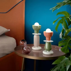 Ferroluce Moderne Tischlampen-Hohe Tischlampe aus Keramik in 2 Farben, hergestellt in Italien – Berimbau