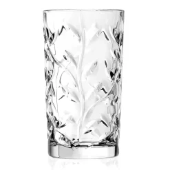 Viadurini Kitchen Italienisches Kristallgeschirr-Hohe Trinkgläser in Eco Crystal Leaf Dekoration 12 Stück - Magnolio