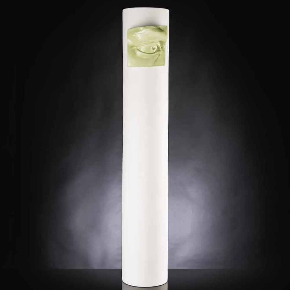 Viadurini Living Deko Vasen-Hohe Vase aus weißer Keramik mit farbigen Details Made in Italy - Monte