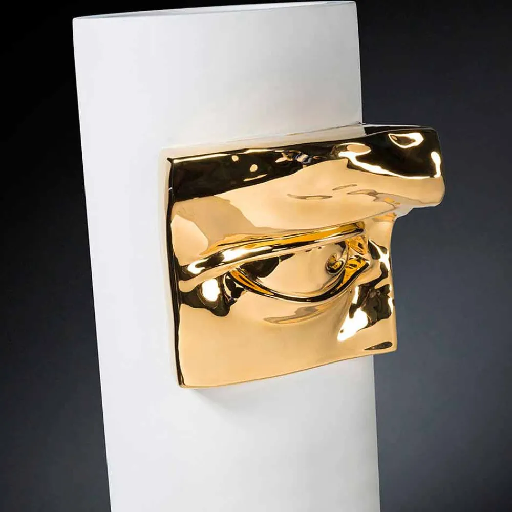 Viadurini Living Deko Vasen-Hohe Vase aus weißer Keramik mit farbigen Details Made in Italy - Monte