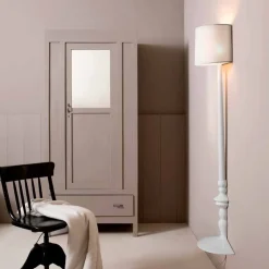 Viadurini Lighting Design Wandleuchten-Hohe Wandapplikation aus weißer Keramik und Lampenschirm aus Leinen - Cadabra