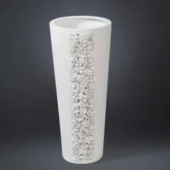 Viadurini Living Deko Vasen-Hohe weiße Keramikvase mit handgefertigter Dekoration in Italien - Calisto