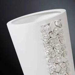 Viadurini Living Deko Vasen-Hohe weiße Keramikvase mit handgefertigter Dekoration in Italien - Calisto