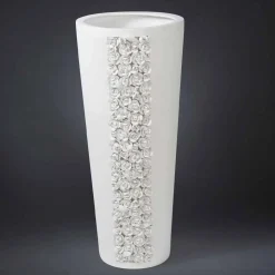 Viadurini Living Deko Vasen-Hohe weiße Keramikvase mit handgefertigter Dekoration in Italien - Calisto