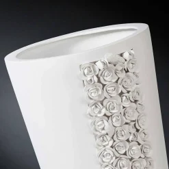 Viadurini Living Deko Vasen-Hohe weiße Keramikvase mit handgefertigter Dekoration in Italien - Calisto