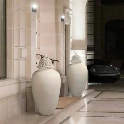 Viadurini Living Deko Vasen-Hohe weiße Keramikvase mit verzierter Spitze Handgefertigt in Italien - Verio