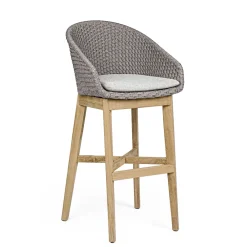 Viadurini in the Garden Outdoor Hocker-Hoher Außenhocker aus Seil- und Teakholz, Homemotion, 2 Stück - Anitha