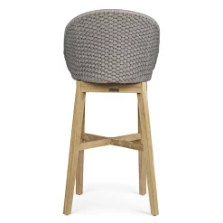 Viadurini in the Garden Outdoor Hocker-Hoher Außenhocker aus Seil- und Teakholz, Homemotion, 2 Stück - Anitha