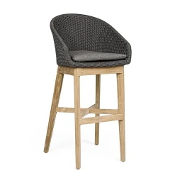 Viadurini in the Garden Outdoor Hocker-Hoher Außenhocker aus Seil- und Teakholz, Homemotion, 2 Stück - Anitha