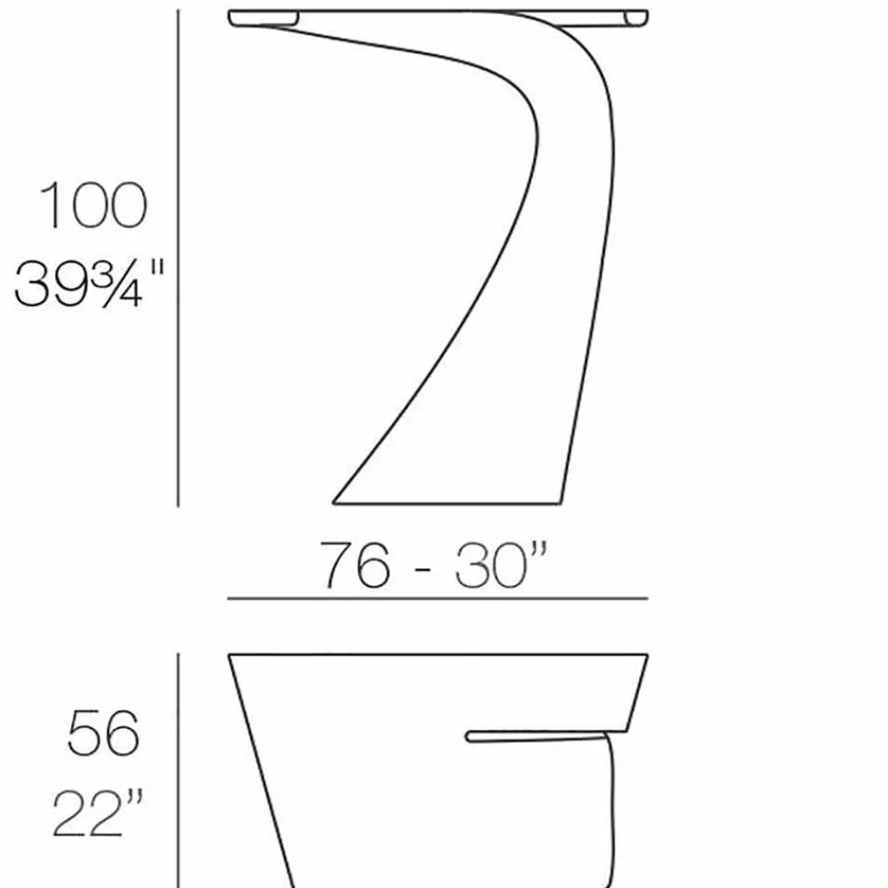 Vondom Gartentische Fest-Hoher Außentisch H 100 cm Wing , modernes Design aus Polyethylen