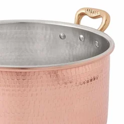 Viadurini Kitchen Kochgeschirr-Hoher Bräter aus verzinntem Kupfer von Hand rund mit 2 Griffen 24 cm - Gianfranco