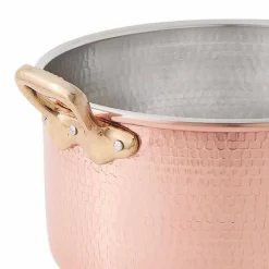 Viadurini Kitchen Kochgeschirr-Hoher Bräter aus verzinntem Kupfer mit runder Hand mit 2 Griffen 28 cm - Gianfranco