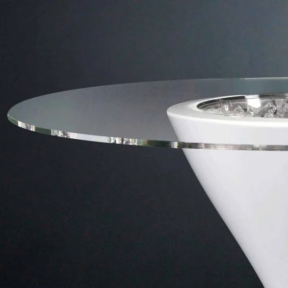 Viadurini Living Runde Tische-Hoher Couchtisch aus Glas und Polyethylen mit Flaschenhalter Made in Italy - Krakau