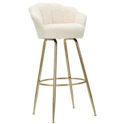 Viadurini Living Barhocker-Hoher Hocker aus goldenem Eisen mit Sitz mit Samtbezug - Annina